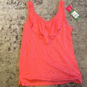 Brand new, Lilly Pulitzer, pink ruffle neckline tank